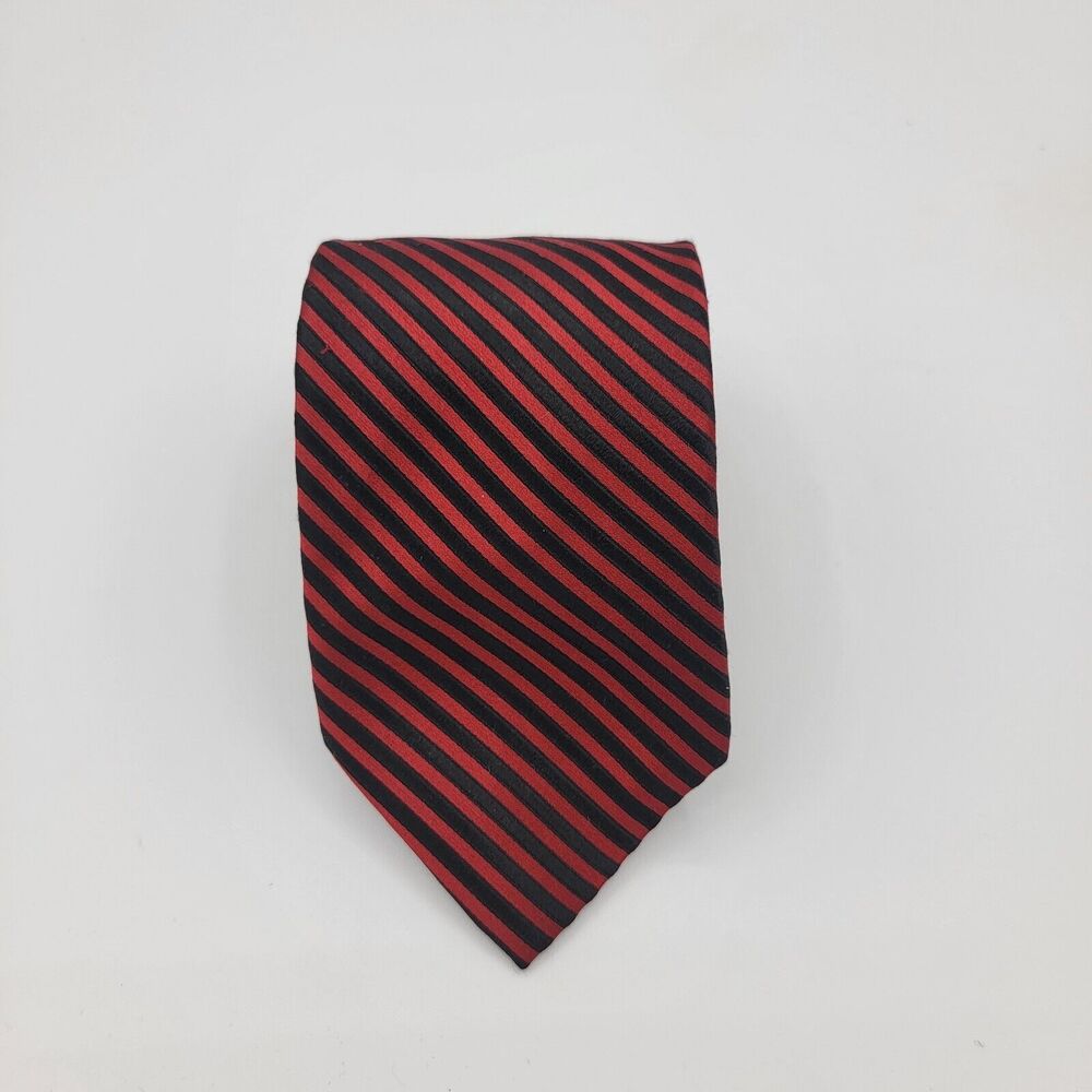 Necktie Mens Vintage Haines & Bonner Silk Striped Design Red Black 58" x 3.5"